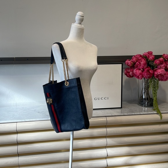 Gucci AUTHENTIC Rajah Large Leather Tote Bag with detachable mini bag - Picture 9 of 17
